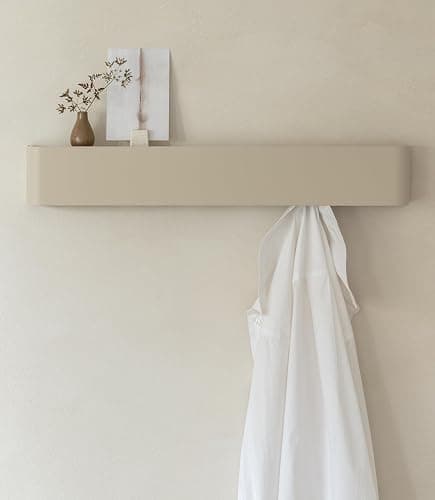 Kazai.® Porte manteau mural design 'Tone' | Porte-manteau moderne avec crochets cachés et étagère murale | Patère en métal design pour entrée | Patère murale pour montage mural | Taupe - Image 1