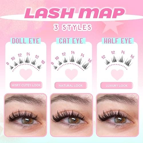 Lash Clusters Fairy Manga Lash Clusters Clear Band Fairy Anime Cluster Lashes 120Pcs C Curl 8-16MM Spiky Individual Lshes for DIY Cosplay Manga Eyes at Home (Iris) thumbnail 4