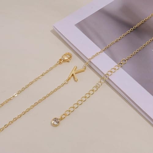 LuckFairy Initial Necklaces for Women, Dainty Gold Letter Necklace 14k Gold Plated Sideways Initial Necklace Cute Name Simple Choker Necklaces for Women Trendy Jewelry Gifts thumbnail 7