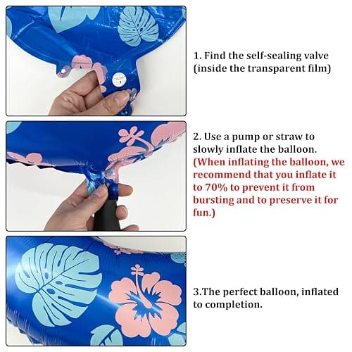 Minyu Tropical Floral Number large Balloon - 10-pack, includes hibiscus and palm leaves, pink and blue star foil, and sequined balloons, perfect for birthday party decorations. (Number 11) thumbnail 5