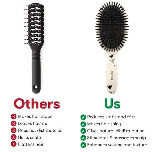 FRAMAR Boar Bristle Hair Brush – Slick Back Hair Brush For Women, Boar Bristle Brush, Slick Back Brush, Hairbrush Women, Brosse a Cheveux, Boar Brush For Volume and Shine – Espresso Martini thumbnail 4