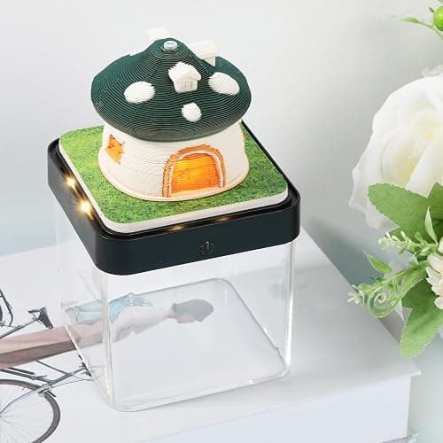 3D Calendar 2026 Tear Pad, Time Piece Calendar 2026, Tear-Away 3D Memo Artsy Pad, Creative Green Mushroom House Desk Calendar w LED Lights, Cute Paper Carving Art Notepad for Thanksgiving Christmas Desktop Decor Gift - Image 1