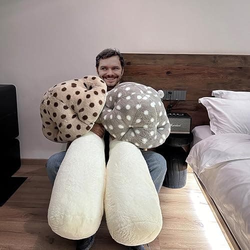 Hofun4U Mushroom Plush Pillow - 51 inch Mushroom Shaped Stuffed Long Pillow - Mushroom Stuffed Pillow - Christmas Birthday Sofa Home Decoration (Grey) thumbnail 8