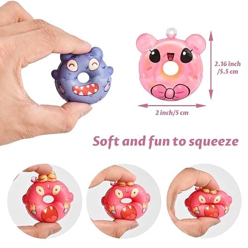 GOLDGE 32 Pcs Squishy Donut Keychains (Not Attached) - Colorful Party Favors, Goodie Bag, Pinata Stuffers, Classroom, Carnival Prizes, Treasure Box Toys for Kids (32 Pcs Squishy Donut Keychains) thumbnail 3