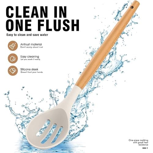 AVGPD Silicone Cooking Utensils Set, Silicone Utensils for Cooking, 446° Heat Resistant Kitchen Utensil Silicone Spatula Sets, Kitchen Gadgets for Non-Stick Cookware BPA FREE (Cream White) thumbnail 8