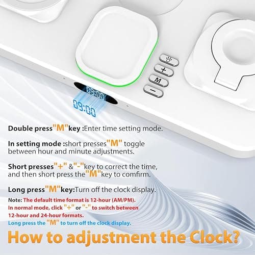 30W Charging Station for Apple Products, Foldable Wireless Charger with Clock Display&7 Color Light, Wired Charging for iPad/Tablet Charging Station for iPhone16, for Apple Watch10 for AirPods4(Cream thumbnail 5