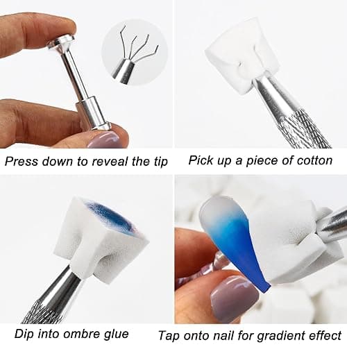 100PCS Nail Sponges for Ombre with Pick Up Pen – Ombre Nail Sponge Tool for Gel Polish Korean Nail Supplies for Ombre Nails Art Tools - Mini Sponges for DIY Manicure Gradient Designs (White) thumbnail 4