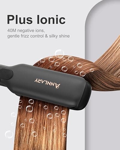 ANNLARY Hair Straightener, 1.75 Inch Flat Iron with Infrared and Ionic Technology, Titanium Plate with Ceramic Coating Dual Voltage Straightener with Heat-Resistant Silicone for All Hair Types thumbnail 3