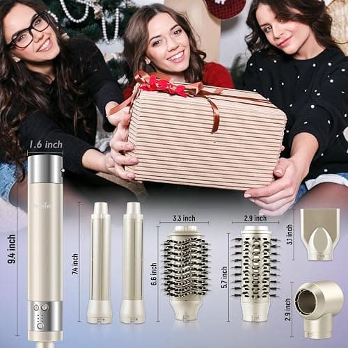 6-in-1 Ionic Hair Dryer Brush, Hot Air Styler 110,000 RPM High-Speed Frizz-Free Auto Wrap Curlers, Blow Dryer Multi Air Styler Wrap for Fast Drying Straightening Volumizing Curling Styling thumbnail 7