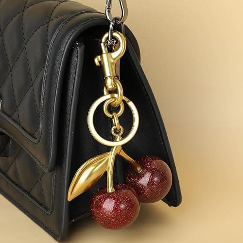AOZUO Breloque de sac cerise, pendentif de sac cerise pour femme, porte clés pendentif pour sac à main, sacs, sacs à main, portefeuilles, sacs à dos, breloques de sac thumbnail 5