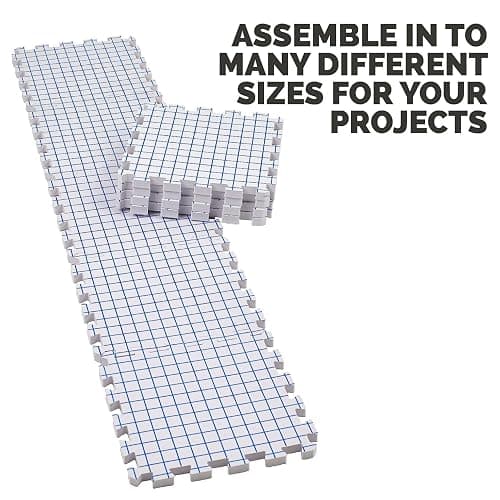 KnitIQ Pack of 9 Blocking Mats for Knitting and Crocheting - Extra Thick Blocking Boards for Crochet Projects - Block Mats for Knitting with Circular Gridlines, 150 T-Pins, and Storage Bag thumbnail 3