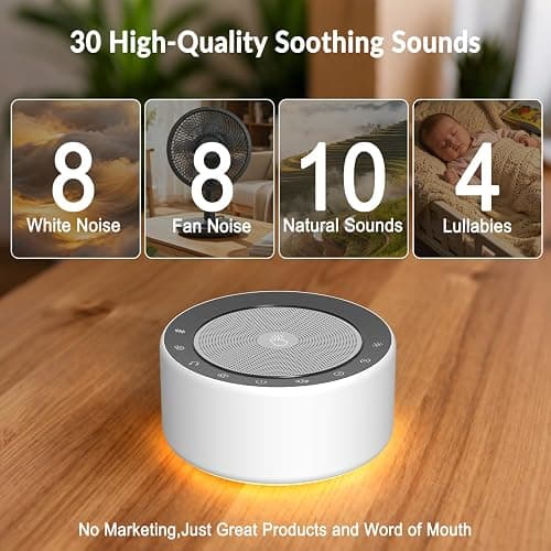 Kipcush White Noise Sound Machine with Nursery Lamp, Mood Lighting, 7 Colour Night Light, 30 Soothing Sounds for Baby/Adult. Timer, Plug in, Memory Function, Touch Control thumbnail 3