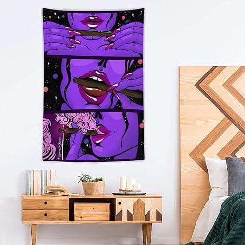 NiYoung Hippie Hippy Wall Art - Trippy Smoke Cool Girl Art - Large Mysterious Tapestry for Bedroom Dorm Accessories - Mandala Yoga Picnic Mat Ethnic Wall Hanging thumbnail 4