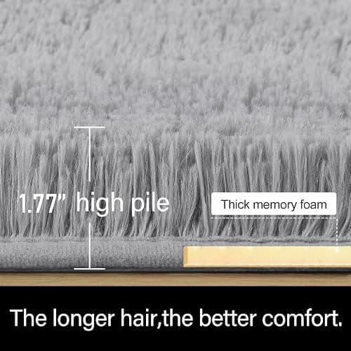 LOCHAS Ultra Soft Children Rugs Room Mat Modern Shaggy Area Rugs Home Decor 2.6' x 5.3', Grey thumbnail 2