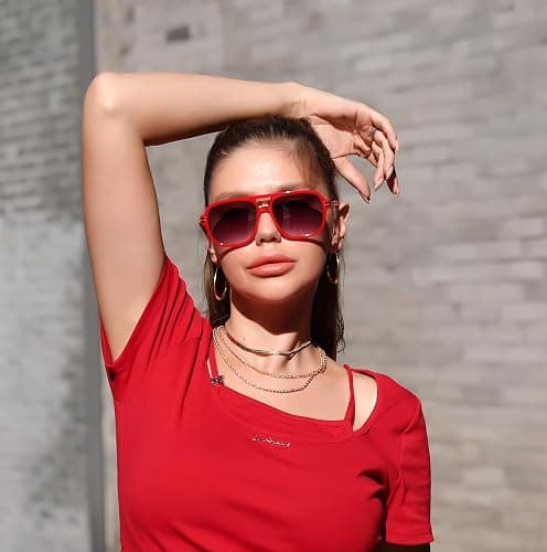 FEISEDY Retro Aviator Sunglasses for Women Men Vintage Trendy Oversized Square Shades UV400 B0106 thumbnail 3