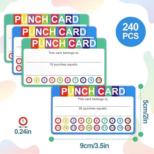 Punch Cards for Classroom, 240 Pack Kids Behavior Reward Punch Cards, Incentive Punch Card for kids, Business, Students, Teachers, 2 Styles thumbnail 2