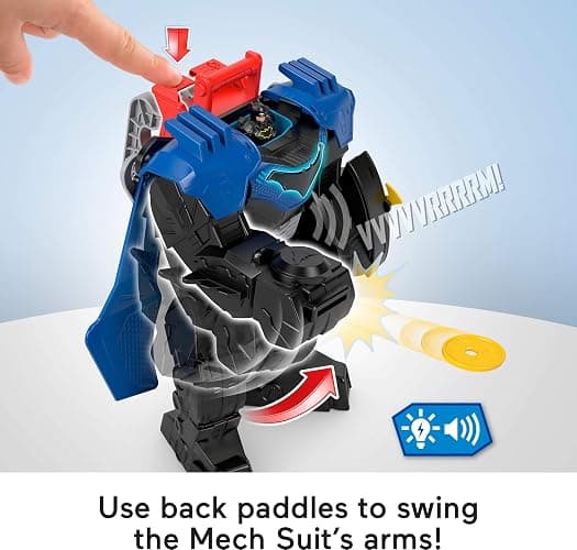 Fisher-Price Imaginext DC Super Friends, Batman Flight Mech with Lights, Sounds Motion & 3-inch Action Figure, 14.5-inch Toy Includes Launcher & Discs thumbnail 6