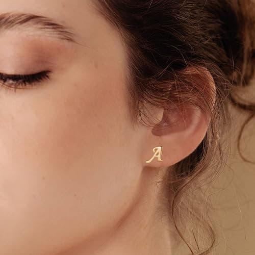 Initial Stud Earrings for Women thumbnail 3