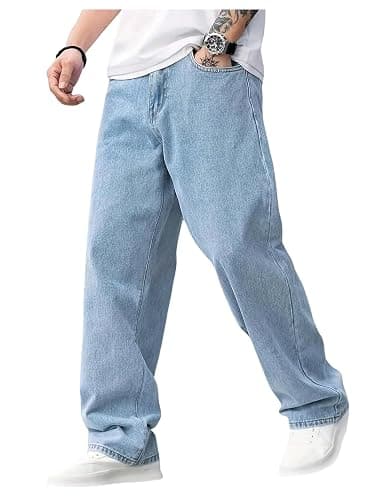 GORGLITTER Boy's Baggy Wide Leg Jeans Casual Elastic High Waist Straight Leg Loose Denim Pants Bottoms with Pockets - Image 1