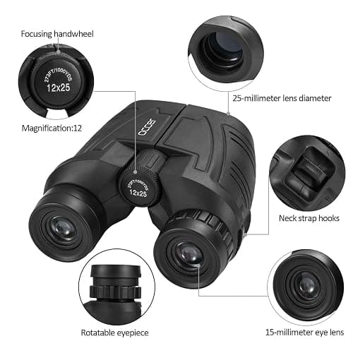 Occer 12x25 Compact Binoculars for Adults and Kids, Large Eyepiece Waterproof Binocular with Low Light Vision,High Powered Easy Focus Binoculars for Bird Watching,Outdoor Hunting,Travel,Sightseeing thumbnail 4