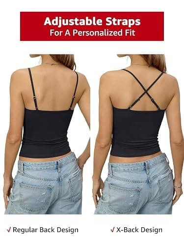 EasyGala Womens Cotton Camisole Crop Tops Square Neck Henley Tank Tops Fitted Y2K Going Out Cami Shirt Summer Fashion thumbnail 6
