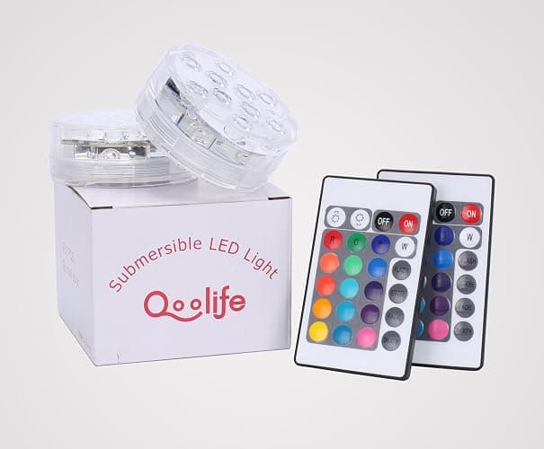Qoolife Submersible LED Lights Remote Control Battery Powered, RGB Multi Color Changing Waterproof Light for Pool, Vase Base, Spa, Aquarium, Pond, Hot Tub, Decoration, Party, 2-Pack - 2-Pack thumbnail 9