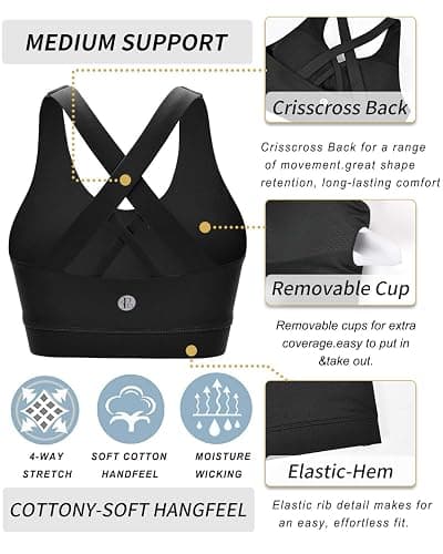 RUNNING GIRL Sports Bra for Women, Criss-Cross Back Padded Strappy Sports Bras Medium Support Yoga Bra with Removable Cups thumbnail 6