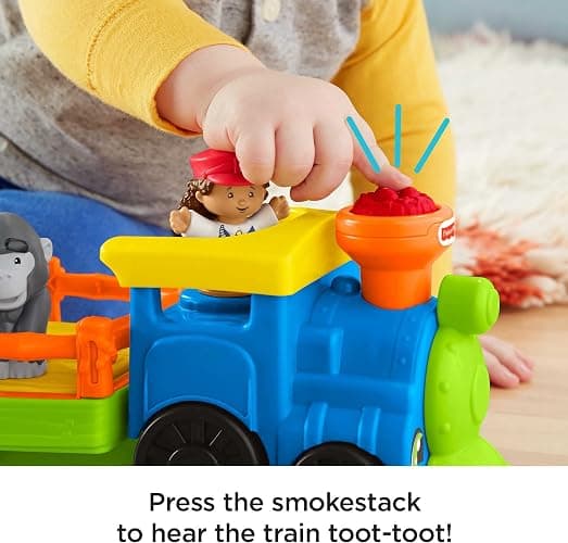 Fisher-Price Little People Toddler Toy Train Choo-Choo Zoo with Music Sounds and 3 Figures for Pretend Play Ages 1+ Years thumbnail 2