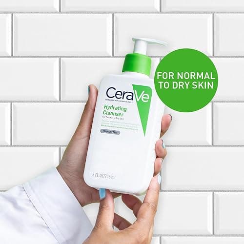 CeraVe Hydrating Cleanser, for normal to dry skin, contains Hyaluronic Acid and 3 essential ceramides, facial cleanser for sensitive skin, Cerave skin care face wash thumbnail 2