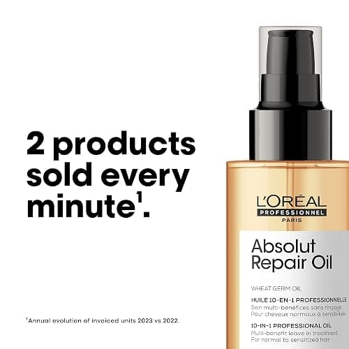 L’Oréal Professionnel 10-in-1 Leave-in Oil for Dry And Damaged Hair, With Protein. Gold Quinoa and Wheat Germ Oil, Nourishes, Resurfaces and Repairs, Serie Expert Absolut Repair, 90 ml thumbnail 16