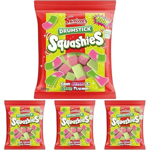 Swizzels Squashies Sweets - Sour Apple and Cherry Flavour Squashies - Single Pack 140g (Pack of 4) - Image 1