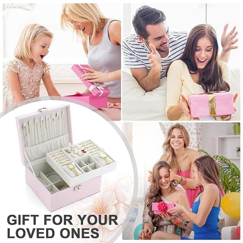 IBURTEN Jewelry Organizer Boxes for Women,Travel Jewelry Case, 2 Layers Removable Jewelry Box,Storage for Necklace, Bracelet, Earring,Rings,Jewelry Box Gifts for Women Girls thumbnail 6