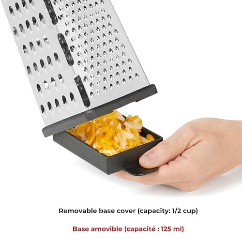 Starfrit Stainless Steel 4-Sided Boxed Grater with Removable Base Cover and Measuring Cup - Corner Cut-Outs to Measure Output (2025 Version) thumbnail 5
