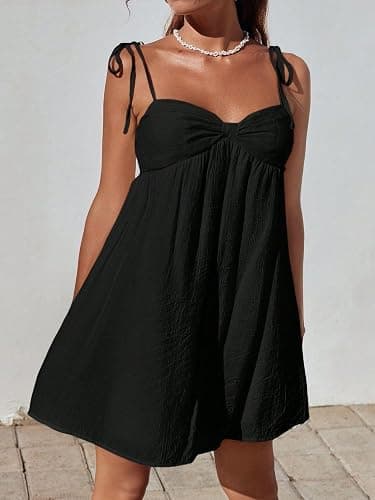 Narecte Casual Summer Dresses for Women Flowy Sun Dress Mini Slip Dress Cute Spaghetti Strap Dress thumbnail 3