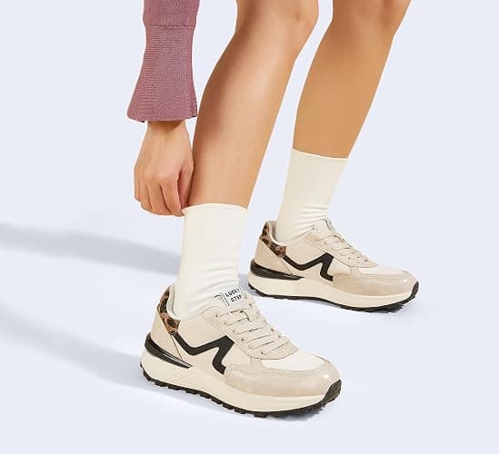 LUCKY STEP Women's Retro Fashion Casual Sneakers Platform Classic Trendy Trainning Anti-Slip Tennis Travel Walking Shoes thumbnail 7