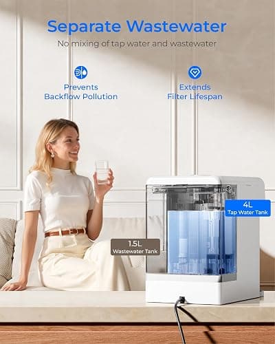 Waterdrop M6SL Mineralized Reverse Osmosis System, Room-Temp | 8-Stage Filtration, 3:1 Pure to Drain, Countertop Reverse Osmosis with Glass Pitcher, NSF/ANSI 372 & 58 Certified thumbnail 8