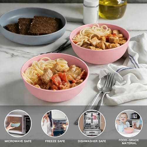 Greentainer 4-Pack Unbreakable Cereal Bowls Set, 50 Oz Plastic Bowl Set, Reusable Microwave and Dishwasher Safe Bowls, Perfect for Meal Prep, Salad, Snacks, BPA-Free (Pink) thumbnail 6