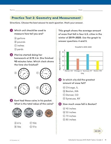 Scholastic Success with Math Tests Grade 3 Workbook thumbnail 6