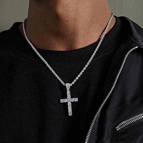 KONFEN Kette Herren Damen mit Anhänger, Schädel Kreuz Halskette Wikinger Ketten aus Edelstahl mit Zirkonia, Horus Auge Kreuz Kreuzanhänger, Kettenanhänger Edelstahlkette Kruzifix Necklace Men thumbnail 5