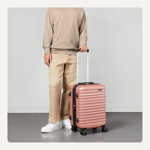 Amazon Basics 21" Hardside Carry-On Luggage, Hardshell Suitcase With Wheels, Expandable For Up to 25% More Space, With Scratch-Resistant Surface, Four Multi-directional Wheels, Rose Gold thumbnail 2