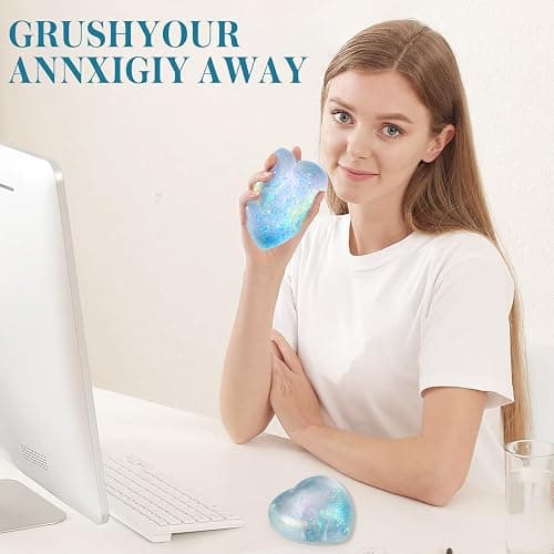 Heart Shape Stress Balls for Adult and Kids (Blue) - Sugar Ball, Squishy Toys for Stress Relief and Party Favors thumbnail 5