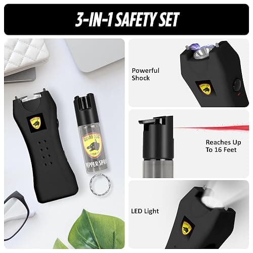 Guard Dog Security Mini Stun Gun Flashlight Rechargeable and Pepper Spray Self Defense Keychain for Women, Stun Gun Flashlight and Pepper Spray Combo, Personal Safety Value Set thumbnail 2