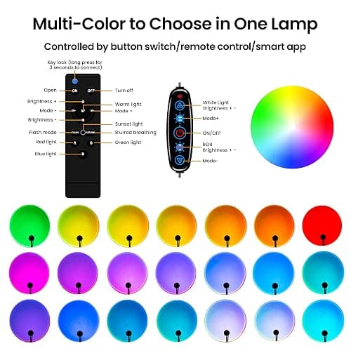 Tsrarey Sunset Lamp Projector with Remote Control, Multiple Colors LED APP Control Sunset Light Three Control Methods Night Light for Room Decor/Christmas Gifts/Photography/Party/Bedroom Decor thumbnail 2