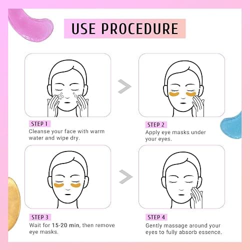 PEAUAMIE Under Eye Patches Gold and Hyaluronic Acid for puffy eyes,Rose Eye Masks for Dark Circles and Puffiness skin care Smooth Wrinkles products 30 Pairs thumbnail 5