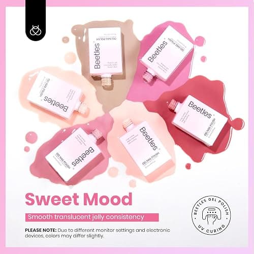 Beetles Nude Pink Gel Nail Polish Set, 6 Colors 15ML Light Pink Jelly Gel Nail Polish Kit Neutral Sheer Full Size Translucent Nail Concealer Soak Off UV Manicure Salon Colorful Bottle Gift for Women thumbnail 2