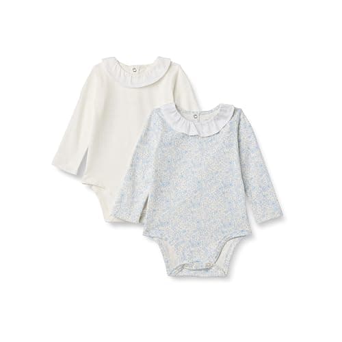 Amazon Essentials x Sofia Grainge Baby Girls' Long-Sleeve Ruffle Collar Bodysuit, Pack of 2 - Image 1