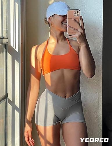 YEOREO Scrunch Butt Workout Shorts Women 3.5" Seamless V Cross Waist Sport Gym Amplify Shorts thumbnail 2