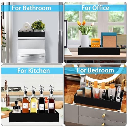 Tasybox Toilet Paper Holder with Storage, Acrylic Toilet Tank Tray, Black Bathroom Trays with Handles Vanity Tray for Home Decor thumbnail 7