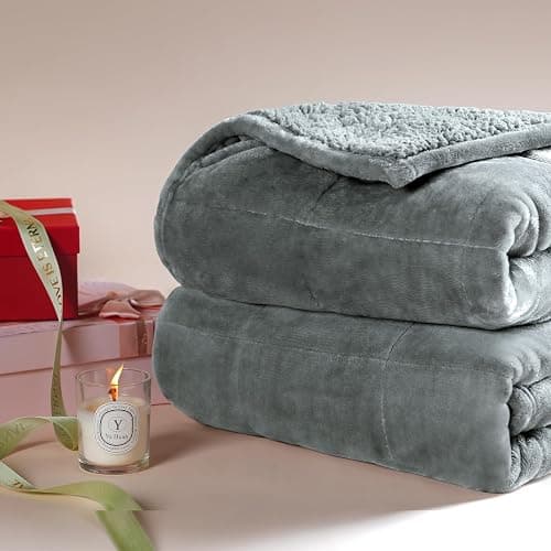 Cottonblue 20lbs Weighted Blanket Queen Size, 60x80 Inches Grey Sherpa Weighted Blanket Throw Sofa Bedding Heavy Blanket for Adults, Soft Cozy Fleece Blanket On Queen Bed thumbnail 7