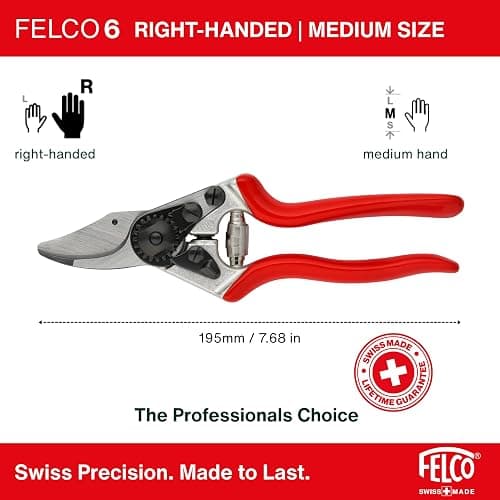 Felco F6 Pruning Shears – 7.7" Swiss-Made Garden Clippers for Medium Hands | Hand Pruners for Gardening | Garden Tool Cutter with Precision Bypass Blade, Forged Aluminum Handles, Replaceable Parts thumbnail 5